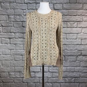 Eri + Ali Anthro Open Knit Ruffle Hem Sweater